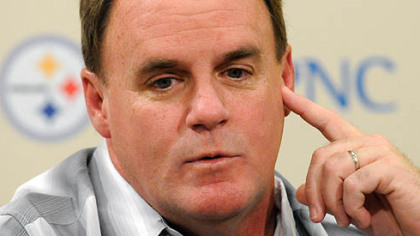 Steelers Director of Player Personnel Kevin Colbert talks about the NFL draft during a press conference in April.