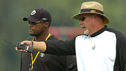 Steelers head coach Mike Tomlin, left, and offensive coordinator Bruce Arians.
