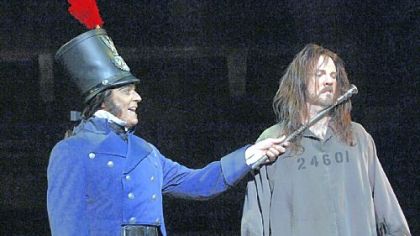 Robert Cuccioli portrayed Javert and Fred Inkley was Jean Valjean in Pittsburgh CLO's "Les Miserables." Cuccioli's work led to Actor of the Year accolades.