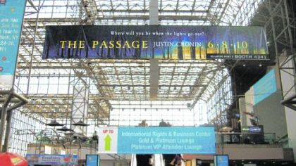 A banner publicizing "The Passage" hangs over BookExpo America in New York last month.