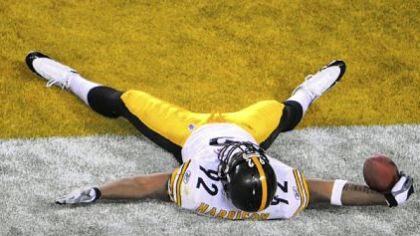 The Steelers top 10 plays of the decade were enough to leave you spent, just like James Harrison, who lies exhausted in the end zone after a 100-yard interception return in the first half of Super Bowl XLIII -- the no. 2 play on our list.