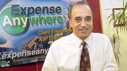 Ashok Dhar, founder and CEO of ExpenseAnywhere, in his office in Monroeville.