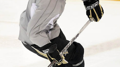Penguins forward Joe Rogalski works out during the team's development camp.