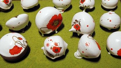 A detail of ceramist Kyle Houser's "Poppy Field."