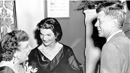 In 1956, Perle Mesta greeted Jacqueline and Sen. John Kennedy at a party she hosted for the elite of the Democratic Party in Chicago.