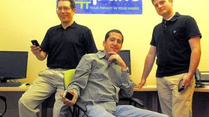 From left: Norman Sadeh, chief scientist, CEO Ziv Baum and Jay Springfield, software developer of Zipano, a tech company that specializes in online privacy.