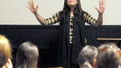 Winchester Thurston's Tori Hirata competes in the National Endowment for the Arts & Poetry Foundation's 2010 Regional Competition Poetry Out Loud last month.