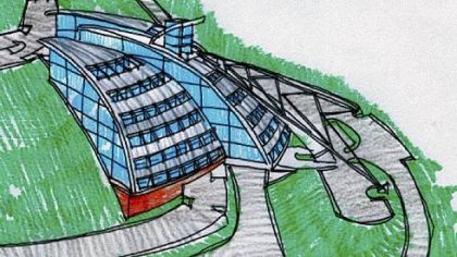 This artist's rendering shows a proposed development in Ohio Township using pieces of the old Mellon Arena.