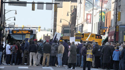 Some 300 people took part in the Forbes Avenue protest.