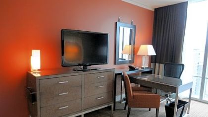 The office area in one of the rooms in the Fairmont Hotel.