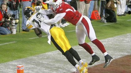 Pittsburgh Steelers wide receiver Santonio Holmes's 6-yard touchdown catch in Super Bowl XLIII -- one of the greatest finishes in Super Bowl history.