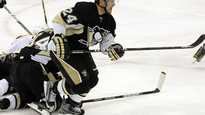 Penguins forward Matt Cooke injured Boston Bruins forward Marc Savard on a blindside hit in the third period of Sunday's game.