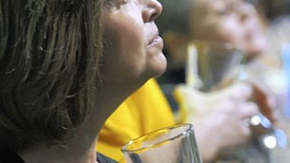 Judy Gilbert, of Oakdale, and about 30 other Venture Outdoors hikers visit East End Brewing Co. for a tasting and a tour after a hike in nearby Frick Park.