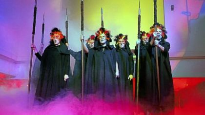 The Valkyries appear ina cloud of smoke.