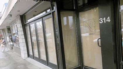 The facade of the former Boulevard Bistro in Oakmont is papered over while work proceeds inside November 4, 2010 on a new concept, Notion, being undertaken by chef David Racicot, who formerly led the kitchen at Nemacolin''s Lautrec.