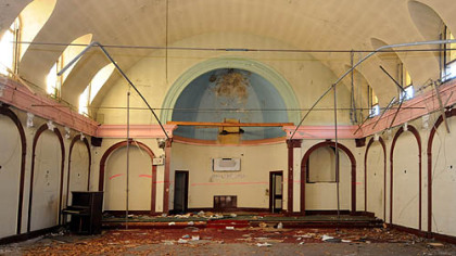 Inside the church.