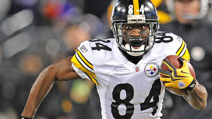 Steelers wide receiver Antonio Brown had three receptions for 26 yards in Sunday's game against the Ravens at M&T Bank Stadium in Baltimore.
