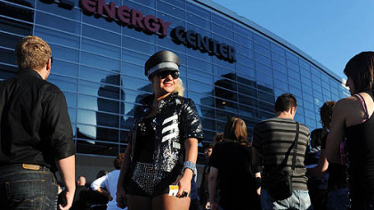Ashley Karpa of Bethel Park waits in line to enter the Consol Energy Center for the Lady Gaga concert Sunday.