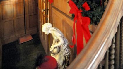 The hallway in Alex Watson's North Lincoln St. home is decorated for the holidays.