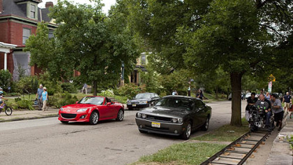 A long dolly shot tracks Stephanie Plum's sporty Miata as she drives up to the South Pacific Avenue house in Friendship that is doubling as her parents' Trenton, N.J., residence.