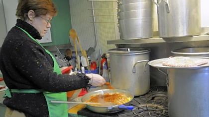 Angel Roy, from Squirrel Hill, prepares soup for sale during the 2009 Bulgarian Macedonian National Education and Cultural Center's Soup Sega sale Saturday.