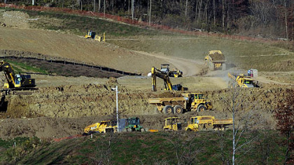 Stabilization of the former landslide site along Route 65 is ongoing.