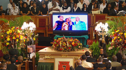A video remembrance is during Jeron's funeral.