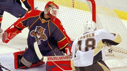 Chris Conner scores the winning goal against Florida Panthers goalie Tomas Vokoun late in the third period Monday night.