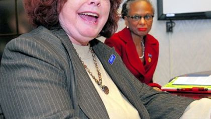 Sherry Hazuda, left, school board president, said Linda Lane, right, was the only person interviewed for the post of superintendent of Pittsburgh Public Schools.