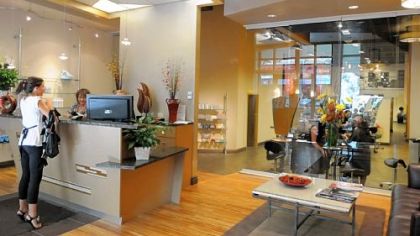The reception area of  Izzazu, which has moved to  Piatt Place at 301 Fifth Ave., next to the Capital Grille.