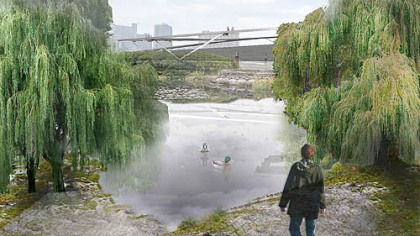The Urban Lab envisions repurposing the Civic Arena into a civic park, preserving the arcing structure.
