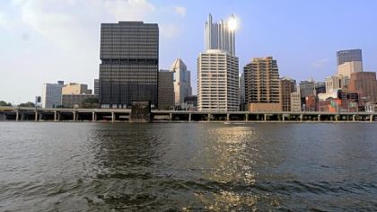 Downtown as seen from a Gateway Clipper Fleet boat on the Monongahela River.