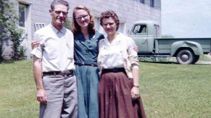 Bill, Peggy and Beth McGill in 1955 on the family farm that is now part of the Pittsburgh Botanic Garden
