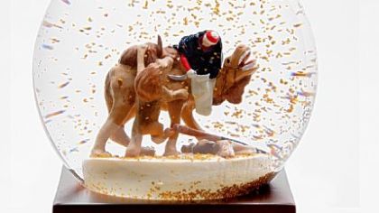 Carnegie Museum's new commemmorative snow globe is based on one of its most popular exhibits, "Arab Courier Attacked by Lions."