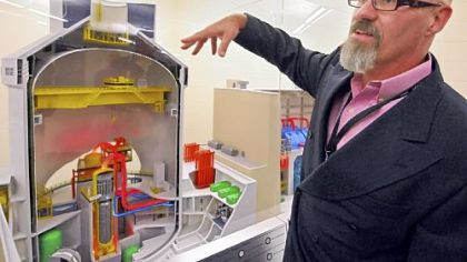 Westinghouse's David Constance explains a model of the company''s AP1000 nuclear power plant.
