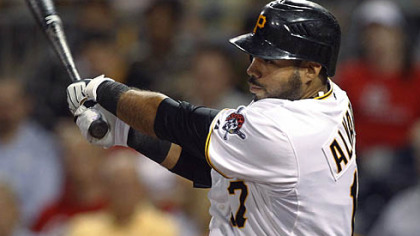 The Pirates' Pedro Alvarez watches his two-run double in the third inning of Wednesday's game against the Cardinals at PNC Park.