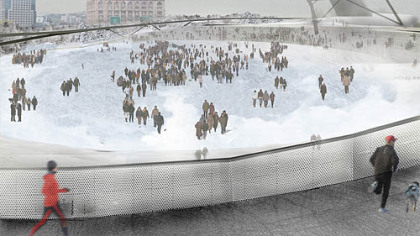 The Urban Lab envisions repurposing the Civic Arena into a civic park, preserving the arcing structure.