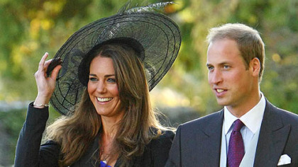 Kate Middleton and Britain's Prince William leave the wedding of their friends Harry Mead and Rosie Bradford in October.