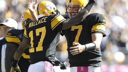 Steelers quarterback  Ben Roethlisberger and wide receiver Mike Wallace.