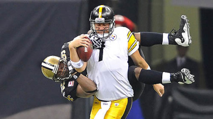 Defensive lineman Will Smith had one of three of the Saints' sacks against Steelers quarterback Ben Roethlisberger Sunday.