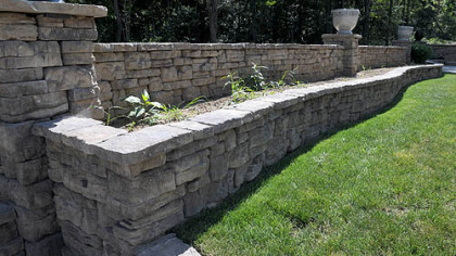 A raised bed was built with 
Belvedere concrete blocks in the backyard of Dan Smith and Don Megahan's home in Cranberry.