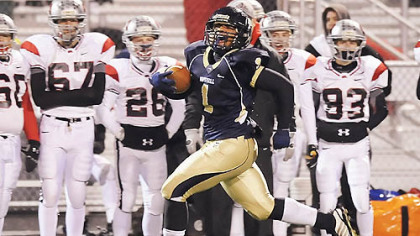 Hopewell's Rushel Shell runs for a touchdown against West Allegheny last season.