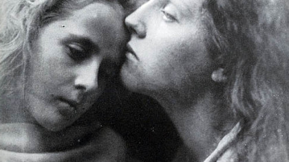 This Julia Margaret Cameron image, called "The Kiss of Peace," was made in 1869. At left is Mary Hillier, one of the photographer's servants, and Elizabeth Koewen, a local woman from the town of Freshwater on the Isle of Wight. The scene was inspired by the Biblical story of the Visitation.