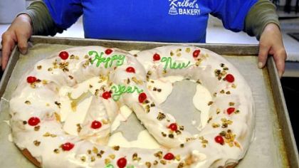 A German Pretzel Cake baked Friday by Kribel's Bakery in Brookline.