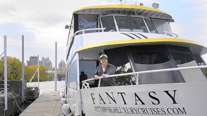 Capt. Mark Schiller on his Pittsburgh Water Limo's luxury boat, which offers Steelers game cruises. "LivingSocial and Groupon are a great way to get very quick exposure," he said.