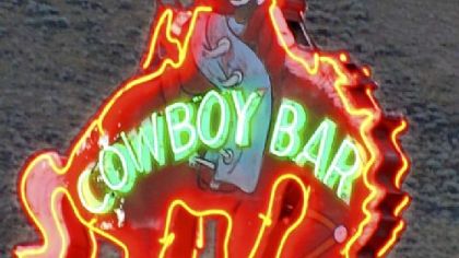The rider atop the bucking bronco is the symbol of Jackson Hole and its honky-tonk Million Dollar Cowboy Bar.