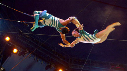 The Flying Cores Trapeze troupe.