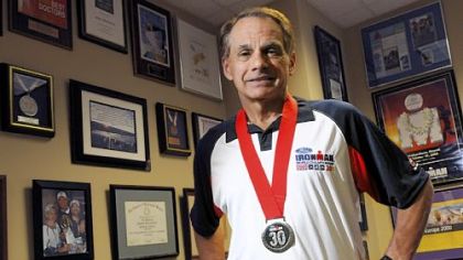 Dr. Joseph Maroon, in a 2008 photo, scored his personal best time at the Ironman triathlon in Hawaii earlier this month.