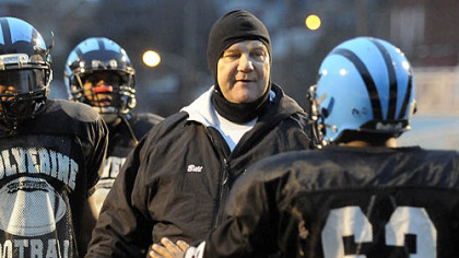 Woodland Hills' Bill Morton instructs players at practice Wednesday.
