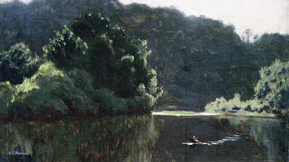 "Down the Allegheny," painted by Horatio S. Stevenson in 1892 is among the works on display at The Westmoreland Museum of American Art.